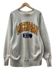 【中古】 チャンピオン Champion 90s Reverse Weave リバース ウィーブ MICHIGAN アーチロゴ カプセル 刺繍タグ トレーナー スウェット 灰 スウェット プリント グレー Lサイズ 104MT-3281