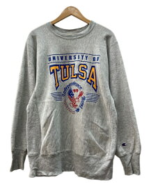 【中古】 チャンピオン Champion 80s Reverse Weave リバース ウィーブ TULSA トリコタグ ロゴ トレーナー スウェット 灰 スウェット プリント グレー Lサイズ 104MT-3282