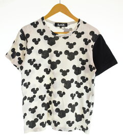 【中古】ブラックコムデギャルソン BLACK COMME des GARCONS × Disney 00s Mickey Tee ディスニー コラボ ミッキーマウス Tシャツ カットソー 半袖 総柄 Tシャツ ブラック Mサイズ M 103LT-222