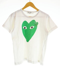 【中古】プレイコムデギャルソン PLAY COMME des GARCONS Heart Print Tee ハート ロゴプリント Tシャツ 半袖 Tシャツ ホワイト Mサイズ M 103LT-223
