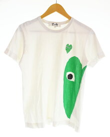 【中古】プレイコムデギャルソン PLAY COMME des GARCONS Heart Patch Tee ハートパッチ Tシャツ 半袖 ロゴ プリント Tシャツ ホワイト Lサイズ L 103LT-225