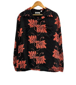 【中古】サンサーフ SUN SURF HAWAIIAN SHIRT CORAL HIBISCUS レーヨンハワイアンシャツ SS29402 長袖シャツ ブラック Mサイズ 101MT-6390