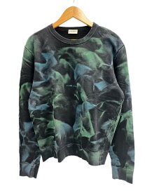 【中古】サンローラン Saint Laurent タイダイ クルーネック 総柄 スウェットシャツ 黒×緑 652506 Y36CZ スウェット ブラック Mサイズ 101MT-6397