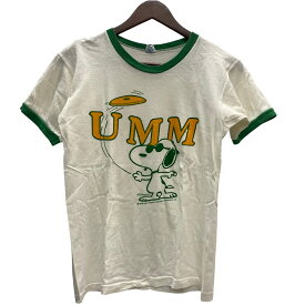 【中古】チャンピオン Champion 70's USA製 バータグ スヌーピー リンガー Tシャツ ホワイト Mサイズ 201MT-6113 VB