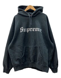 【中古】 シュプリーム SUPREME 25AW Washed Old English Hooded Sweatshirt オールド イングリッシュ フード スウェットシャツ プルオーバー 黒 パーカ ロゴ ブラック Lサイズ 104MT-3296