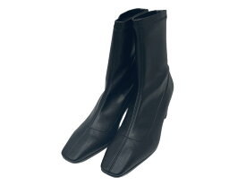 【中古】ファビオルスコーニ FABIO RUSCONI チャンキーヒール スクエアトゥ ストレッチ ショート ブーツ Made in ITALY 2076 PRELUDE NERO レディース靴 ブーツ その他 ブラック 37 23.5cm 601sh-111
