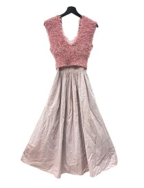 【中古】 スナイデル Snidel ファーライク ニットベスト バックシャン デザイン キャミワンピース セット ロング フレア Aライン PINK SWFO242213 ワンピース 無地 ピンク サイズ1 104LT-508