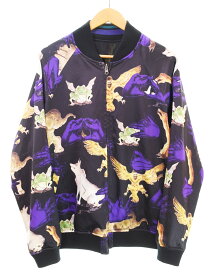【中古】グラム glamb × 呪術廻戦 コラボ FUSHIGURO REVERSIBLE SKA JKT 伏黒恵 リバーシブル スカジャン ブルゾン 総柄 刺繍 3 ジャケット ブラック Lサイズ 103MT-4799