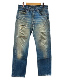 【中古】 リーバイス Levi's 90s Denim Pants デニム パンツ ボタンフライ ボタン裏544 ワーク ジーンズ インディゴ 青 ロゴ デニム ブルー サイズW33L33 104MB-601