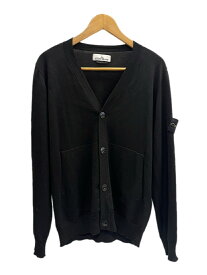 【中古】ストーンアイランド STONE ISLAND Vネック ウール ロゴワッペン カーディガン 黒 7915511C4 カーディガン ブラック Mサイズ 101MT-6429