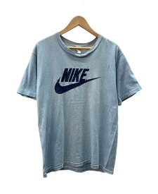 【中古】 ナイキ NIKE 70s 80s 風車タグ スウッシュ ラバープリント ヴィンテージ 半袖 水色 Tシャツ プリント ブルー 104MT-3323