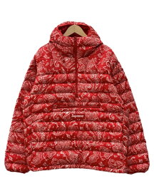 【中古】 シュプリーム SUPREME 22AW Micro Down Half Zip Hooded Pullover マイクロ ダウン ハーフ ジップ フーディー プルオーバー ペイズリー ハーフジップ 赤 ジャケット ロゴ レッド Mサイズ 104MT-3335