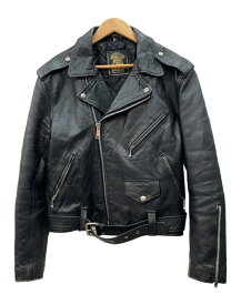 【中古】 トリプルシックス 666 90s Double Leather Riders Jacket ダブル レザー ライダース ジャケット アウター バイカー 革ジャン 死神タグ 黒 サイズ40 ジャケット 無地 ブラック 104MT-3356