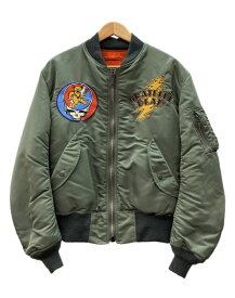 【中古】 トイズマッコイ TOYS McCOY × Grateful Dead グレイトフル デッド Type MA-1 Reversible Flight Jacket リバーシブル フライト ジャケット ジップアップ オレンジ 緑 ジャケット 刺繍 グリーン Lサイズ 104MT-3376