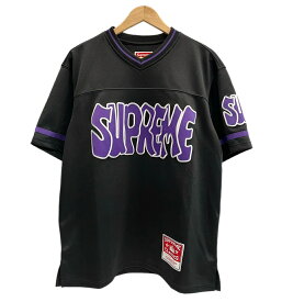 【中古】シュプリーム SUPREME × Mitchell&Ness Football Jersey 22AW ミッチェルアンドネス フットボールシャツ 黒 Tシャツ ブラック Mサイズ 101MT-6733