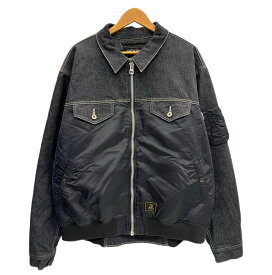 【中古】ラフアンドラゲッド ROUGH AND RUGGED 20AW WALL MA-1 切り替え MA-1 デニムジャケット インディゴ 青 4 ジャケット ブルー 101MT-6879