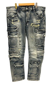 【中古】ファースト・ロウ First Row UTILITY CARGO MULTI DENIM PANTS ユーティリティ カーゴ マルチ デニム パンツ 青 FRD2243 デニム ブルー サイズ38 101MB-1203