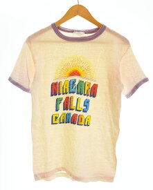 【中古】ヴィンテージ Vintage 80s 90s NIAGARA FALLS CANADA Ringer Tee ナイアガラの滝 リンガーT 半袖 染み込み プリント パステル Tシャツ パープル 103MT-5421