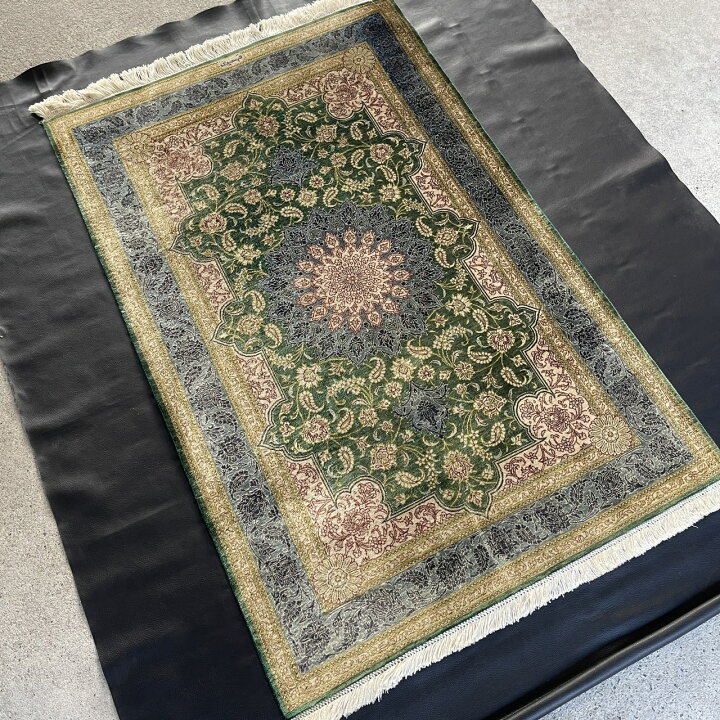 楽天市場】【中古】 ペルシャ 絨毯 シルク製 グリーン 緑 アンティーク 