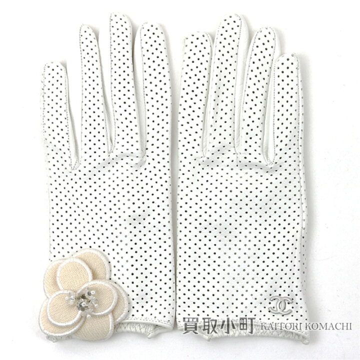 CHANEL 】 シャネル ☆ カメリア装飾・レザー手袋 ☆1回着用 