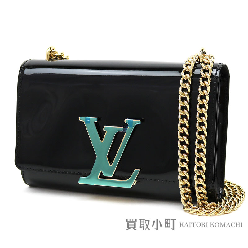 KAITORIKOMACHI: Take Louis Vuitton M50433 pochette Louise MM ノワールヴェルニレザー 2WAY W chain shoulder ...