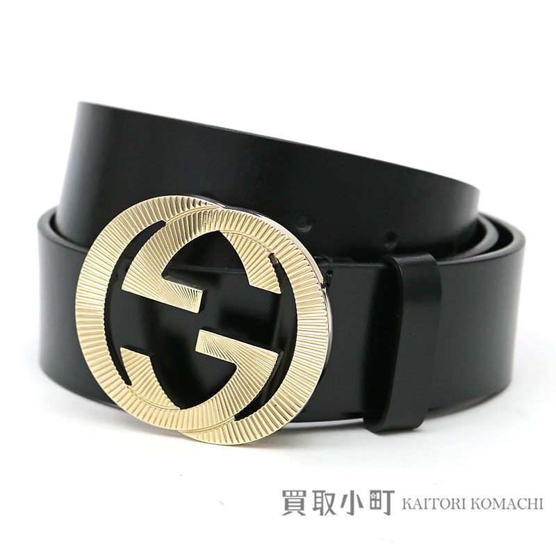 KAITORIKOMACHI: Gucci interlocking grip G buckle leather belt men black gold metal fittings GG ...