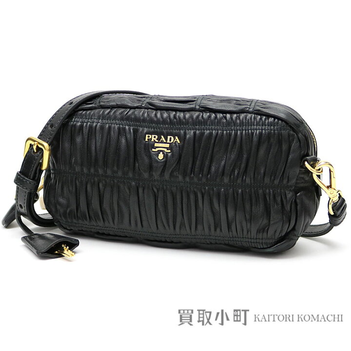 楽天市場】【美品】プラダ【PRADA】 ギャザー ポシェット ブラック 