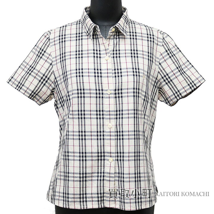 楽天市場 美品 バーバリー ロンドン Burberry London レディース チェック柄 半袖シャツ ベージュ Mサイズ ブラウス バーバリーチェック 古着 婦人服 Aランク 中古 買取小町