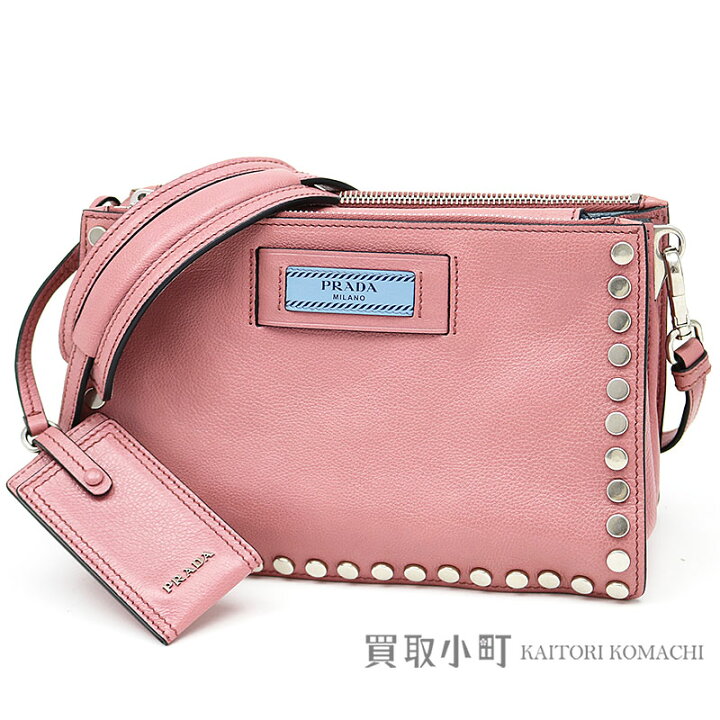 楽天市場】【美品】プラダ 【PRADA】エティケットバッグ ピンク カーフ  