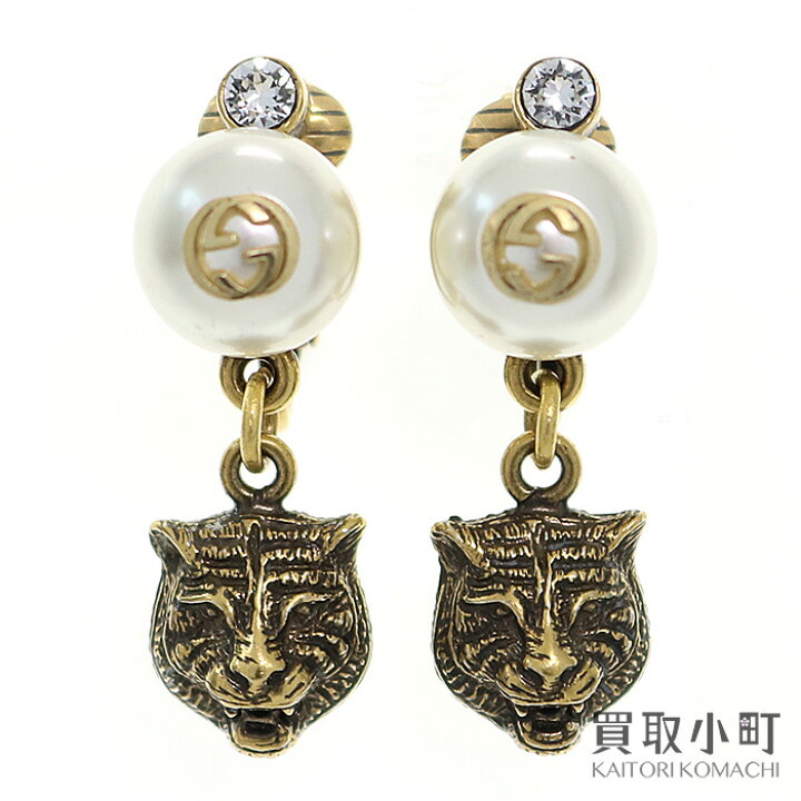 楽天市場】【美品】グッチ【GUCCI】レジンパール付き キャットヘッド 