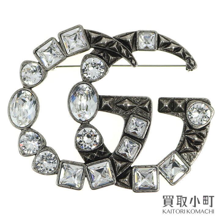 楽天市場】【新品同様】グッチ 【GUCCI】クリスタル ダブルG ブローチ 