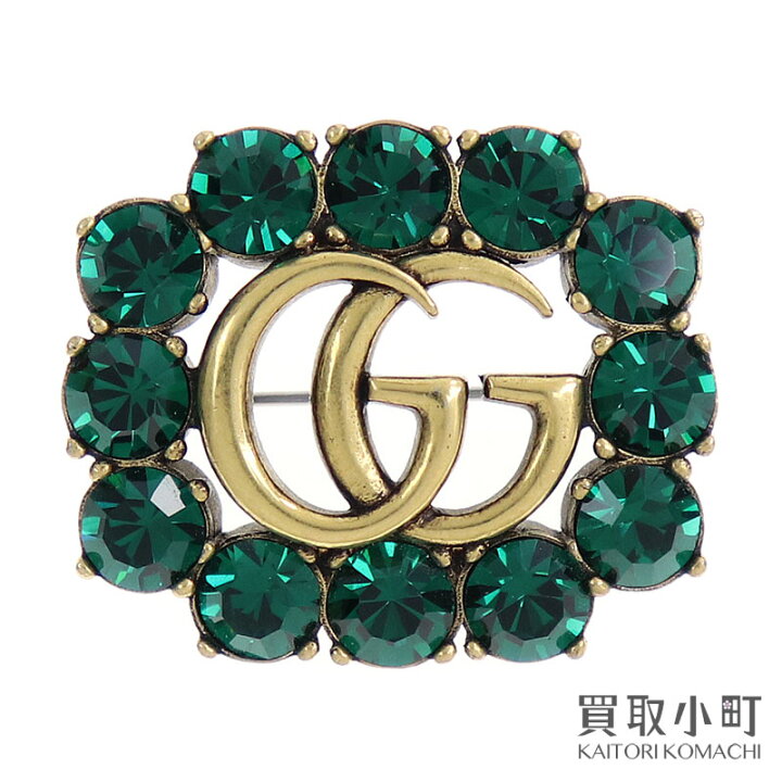 楽天市場】【美品】グッチ 【GUCCI】クリスタル ダブルG ブローチ 