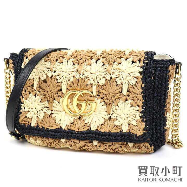 楽天市場】【美品】グッチ 【GUCCI】GGマーモント ラフィア チェーン 