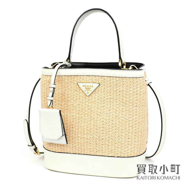 楽天市場】【美品】プラダ 【PRADA】 パニエ ミディアムストロー 