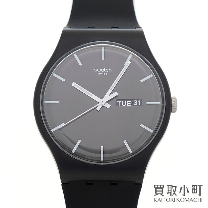 楽天市場】【美品】スウォッチ【Swatch】 モノ・ブラック ラバーベルト 