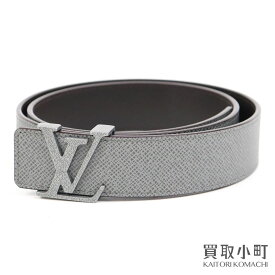 【美品】ルイヴィトン 【LOUIS VUITTON】M6898 サンチュール LVイニシャル ベルト 35MM タイガ グラシエ メンズベルト バンド グレーレザー SAINT-CHEOL METROPOLE TAIGA BELT【Aランク】【中古】