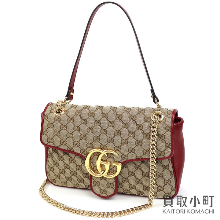 楽天市場】【美品】グッチ 【GUCCI】GGマーモント チェーンショルダー 