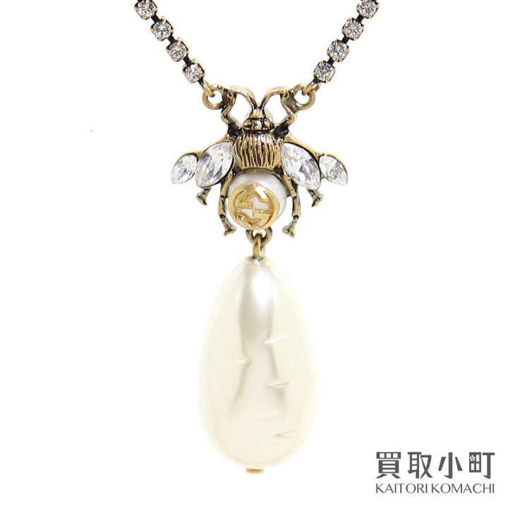 楽天市場】【未使用品】グッチ【GUCCI】パール付き ビー ネックレス  