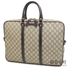 グッチ 【GUCCI】 GGプラス ブリーフケース ベージュ×ダークブラウン ダブルハンドル ビジネスバッグ 書類鞄 メンズ PVC 201480 KGDHN GG PLUS BRIEFCASE BUSINESS BAG【ABランク】【中古】