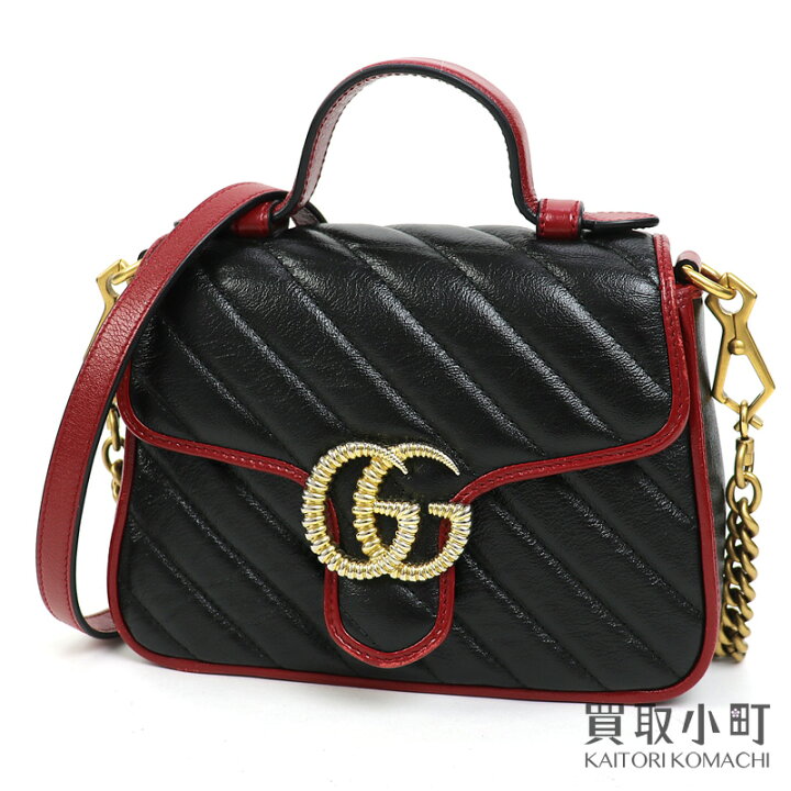 楽天市場】【美品】グッチ【GUCCI】GGマーモント ミニ トップハンドル  