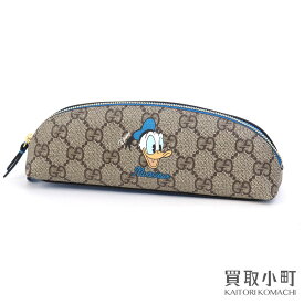 【最大1万円OFFクーポン! 5/10～】【未使用品】グッチ×ディズニー【DISNEY×GUCCI】ドナルドダック ペンケース GGスプリーム 筆箱 ベージュ 文房具 筆記具入れ 662129 2ZHCG 9396 PENCIL CASES【Sランク】【新品同様】【中古】