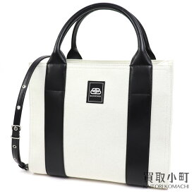 【美品】バレンシアガ【BALENCIAGA】トレード S トートバッグ ナチュラル×ノアール 2WAYショルダー ハンドバッグ 斜め掛け ブラックレザー キャンバス 620884 2HH53 9260 #U TRADE BAG NOIR【SAランク】【中古】