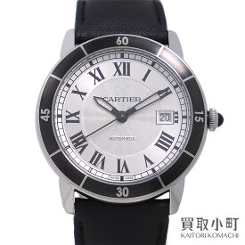 【OH済】【美品】カルティエ 【CARTIER】ロンド ドゥ カルティエ クロワジエール オートマティック 42MM メンズウォッチ シルバー 革ベルト 自動巻き 男性用腕時計 WSRN0002 RONDE CROISIERE WATCH AT【Aランク】【中古】