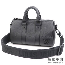 【美品】 ルイヴィトン 【LOUIS VUITTON】 M80950 キーポルXS LVアエログラム ノワール トリヨンレザー メンズ 2WAYショルダー ミニボストンバッグ ブラック 斜め掛け LV KEEPALL XS SHOULDER BAG【Aランク】【中古】