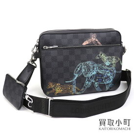 【最大1万円OFFクーポン! 4/20～】【美品】ルイヴィトン【LOUIS VUITTON】N58040 トリオ メッセンジャー ダミエグラフィット キャンバス アニマル パスポートスタイル プリント メンズ ショルダーバッグ 斜め掛け LV TRIO MESSENGE【中古】