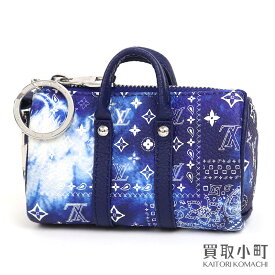 【最大1万円OFFクーポン! 4/20～】【未使用品】ルイヴィトン【LOUIS VUITTON】MP3337 ポルトクレ ポーチ モノグラム バンダナ ブルー キーポルモチーフ キーホルダー バッグチャーム ポーチ ペイズリー柄 LV POUCH BAG CHARM MONOG【中古】