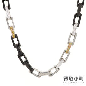 【最大1万円OFFクーポン! 4/24～】【美品】ルイヴィトン【LOUIS VUITTON】M01399 ネックレス モノグラムチェーン ストラス シルバー メンズ アクセサリー ファッションジュエリー コリエ ラインストーン COLLIER MONOGRAM CHAIN NE【中古】