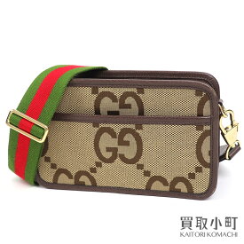 【最大1万円OFFクーポン! 5/25～】【美品】グッチ【GUCCI】ジャンボGG ミニバッグ GGキャンバス キャメル スモール ショルダーバッグ 斜め掛け ポシェット 696075 UKMDG 2570 MINI MESSENGER BAG【Aランク】【中古】【中古】