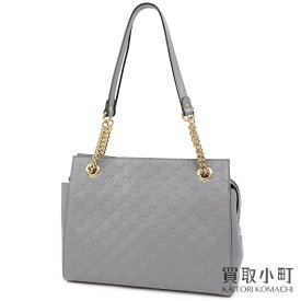 【最大1万円OFFクーポン! 5/25～】【新品同様】グッチ【GUCCI】グッチシマ レザー トートバッグ グレー チェーンショルダー グッチッシマ ダブルG 453773 DMT1G GUCCISSIMA SHOULDER BAG【SAランク】【美品】【中古】【中古】