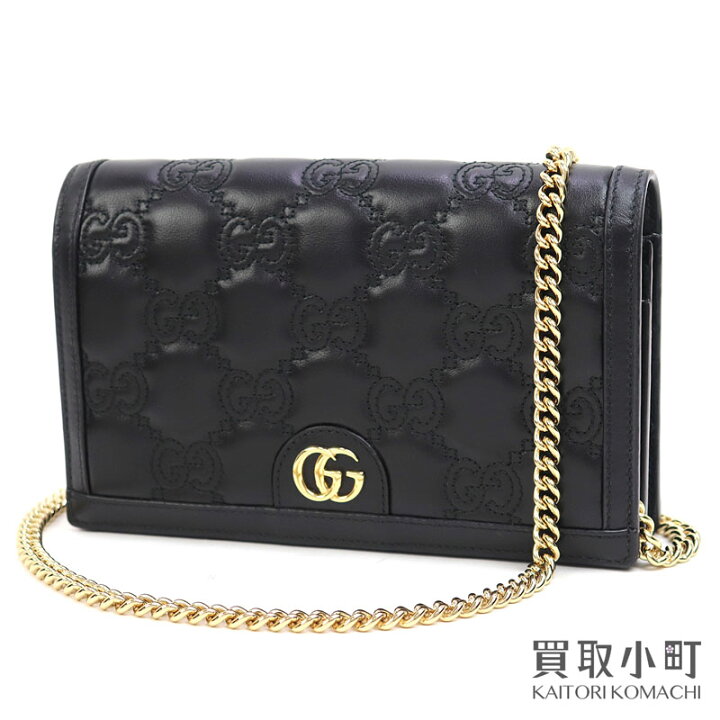 楽天市場】【美品】グッチ 【GUCCI】 GGチェーンウォレット ブラック  